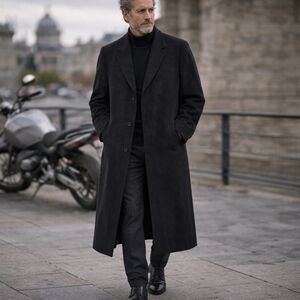 Mario Valente Merino Lambswool Coat 40 Charcoal Black Made In Italy Quiet Luxury